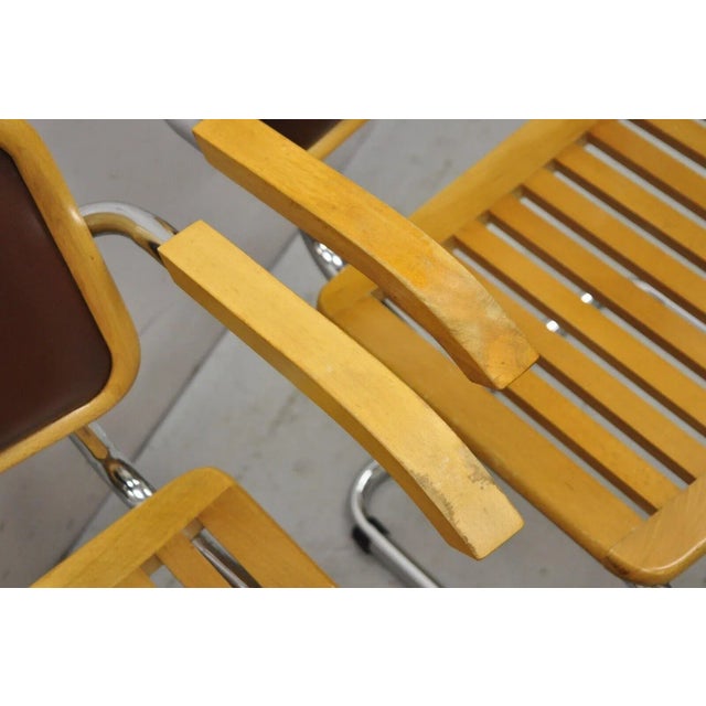 Brown Marcel Breuer Cesca Chair Cantilever Chrome Frame Wood Seat - a Pair For Sale - Image 8 of 11
