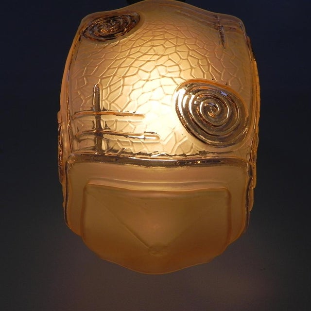 Art Deco Hanging Lamp with Pink Glass Shade, 1930s For Sale - Image 10 of 17