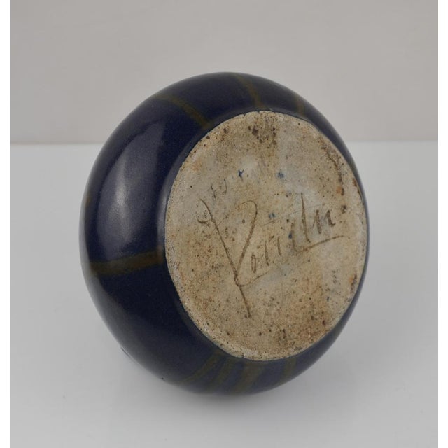 Elegant French Art Deco stoneware vase by Léon Pointu (Signed under the base by the artist), featuring a refined bulbous...