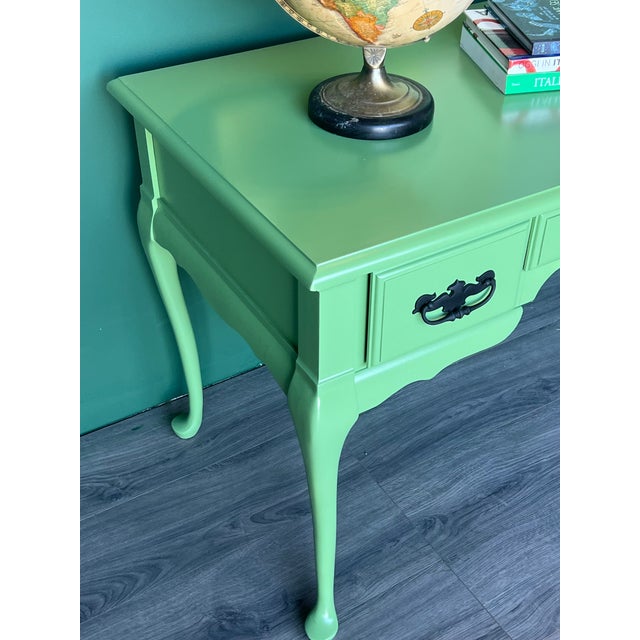 Mersman 1970s Queen Anne Style Green Lacquered Desk For Sale - Image 4 of 18