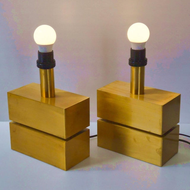 Table Lamps in Brushed Gold Metal from Maison Charles, 1970s, Set of 2 For Sale - Image 12 of 13
