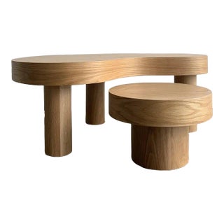 Made to Order Small Kidney Two Tiered Coffee Tables - Set of 2 For Sale