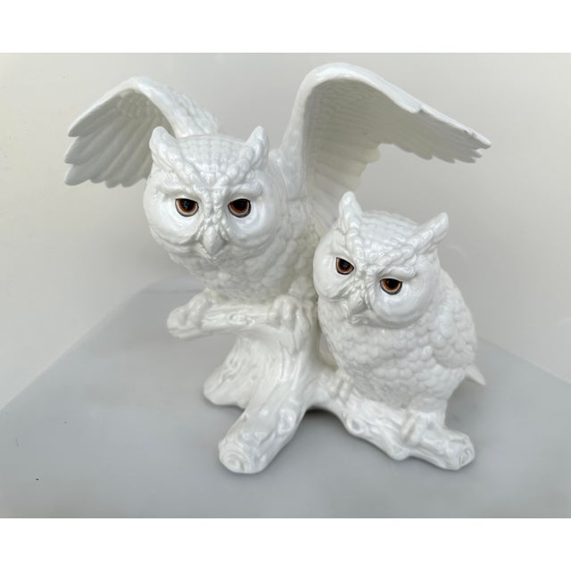 Ceramic Vintage Ceramic White Owls on Branch For Sale - Image 7 of 7