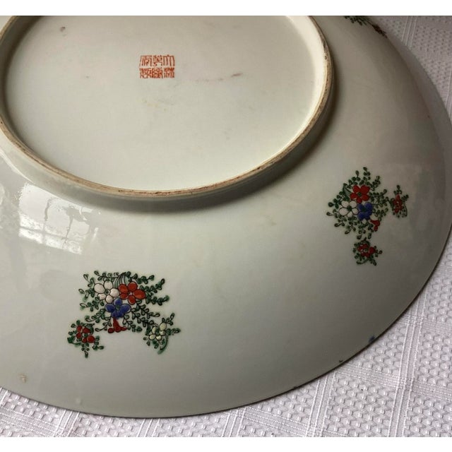 Rose Antique Chinese Rose Medallion Platter Bowl – Palace Size 18” Wide, Marked For Sale - Image 8 of 11