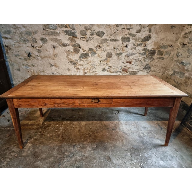 Rustic Antique French Farmhouse Dining Table in Oak and Pine with 3 Drawers, 19th Century For Sale - Image 3 of 18