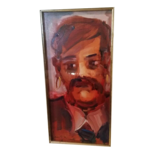 Black Mario Vergani, Portrait of a Gypsy, 1970s, Oil on Canvas For Sale - Image 8 of 8