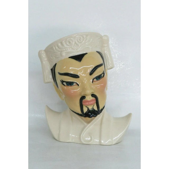 Ceramic Arts Studio Manchu Asian Chinese Man Vintage Head Vase For Sale - Image 11 of 11