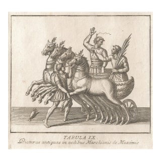 Antique Roman Chariot and Horse Engraving For Sale