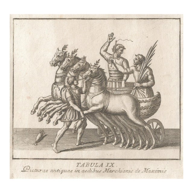 Antique Roman Chariot and Horse Engraving For Sale