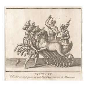 Antique Roman Chariot and Horse Engraving