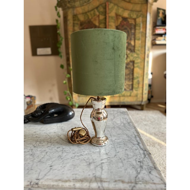 Modern Mercury Glass Table Lamp Bauernsilber with Velvet Shade For Sale - Image 3 of 17