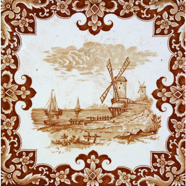Serve in style with this charming antique French musical hot dish trivet, crafted circa 1870. The square piece features a...