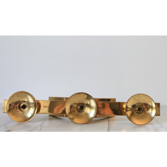 Metal Vintage Japanese Modernist Brass Candle Holder For Sale - Image 7 of 12