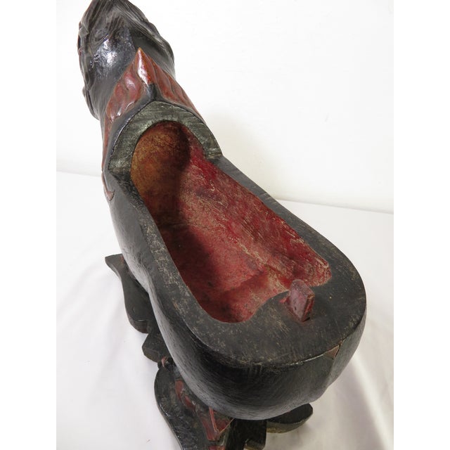 Antique Carved Wood Singha Guardian Lion ~ Thailand Buddhist Lidded Temple Box For Sale In Seattle - Image 6 of 18