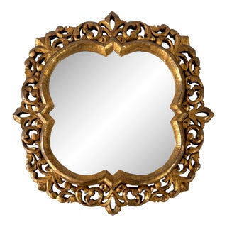 Mid Century Quatrefoil Florentine Mirror For Sale