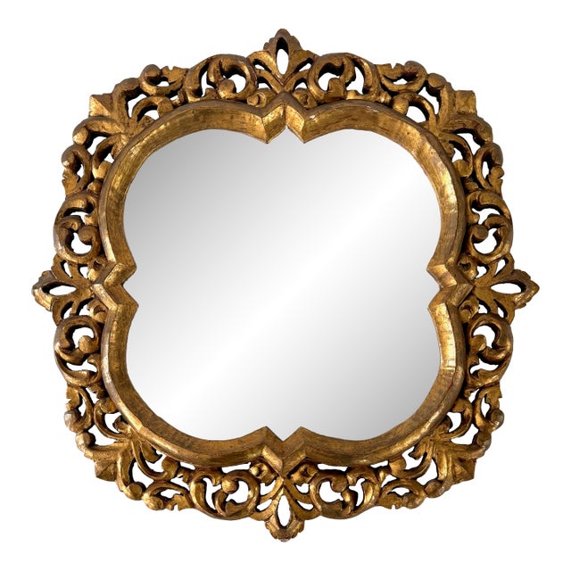 Mid Century Quatrefoil Florentine Mirror For Sale