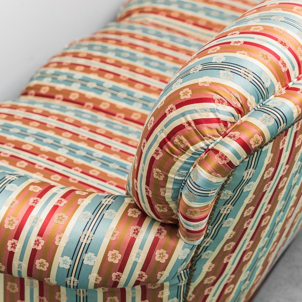 Vintage Three-Seater Sofa in Multi-Colored Striped Fabric, 1950s