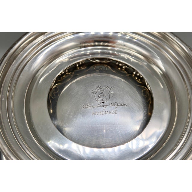 Vintage Handmade Pewter Bowl — Shirley Pewter Shop, Williamsburg, Sailboat Medallion For Sale In Austin - Image 6 of 7