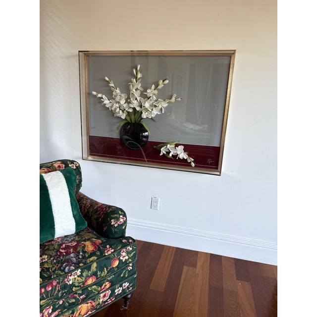 1980s Vintage 3-D Floral Vase Wall Art For Sale - Image 5 of 8
