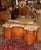 1920's French Style Marble Top Inlaid Walnut Vanity With Later Companion Mirror Dimensions : 58" Wide X 17.5" Deep X 63"...