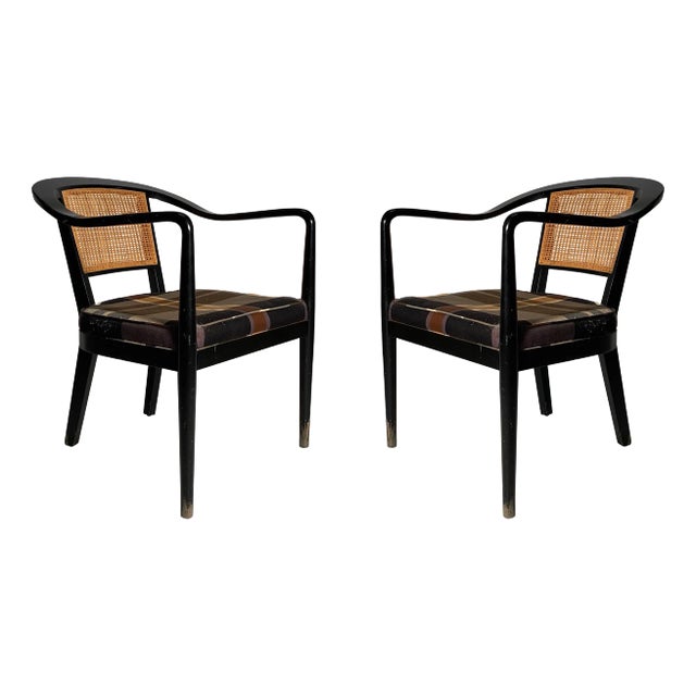 Elegant Pair of Vintage Cane Back Armchairs For Sale