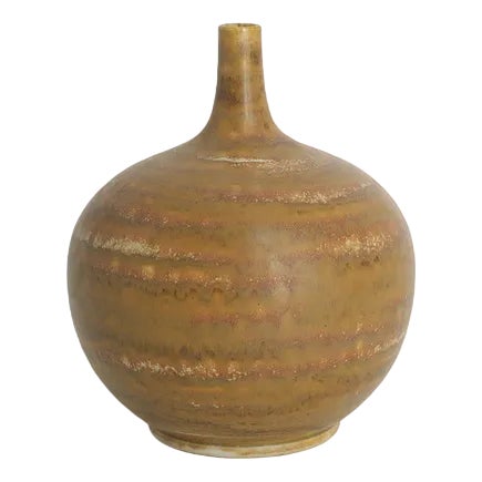 Small Mid-Century Scandinavian Modern Spherical Brown Stoneware Vase No. 19 7/11 75 by Gunnar Borg for Höganäs Keramik, 1960s For Sale
