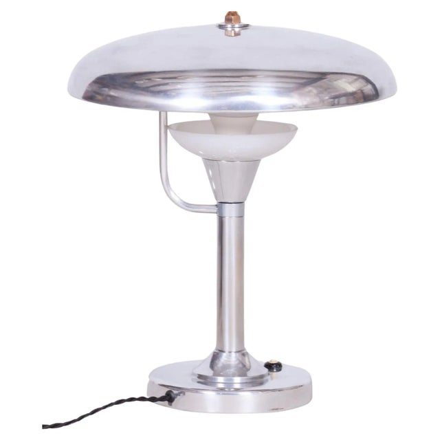 Bauhaus Table Lamp in Nickle-Plated Steel attributed to Franta Anýž, 1920s For Sale - Image 10 of 10