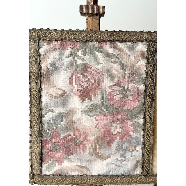 Large Florentine Gilt Iron Two-Light Table Lamp with Leather and Tapestry Shade, 1950s For Sale - Image 17 of 18