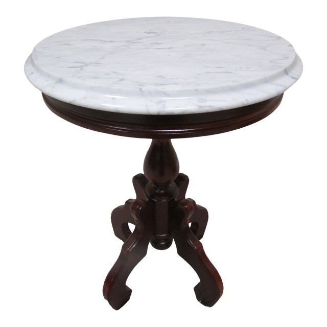20th Century Italian Marble Top Wood Mahogany Accent Side Table Chairish
