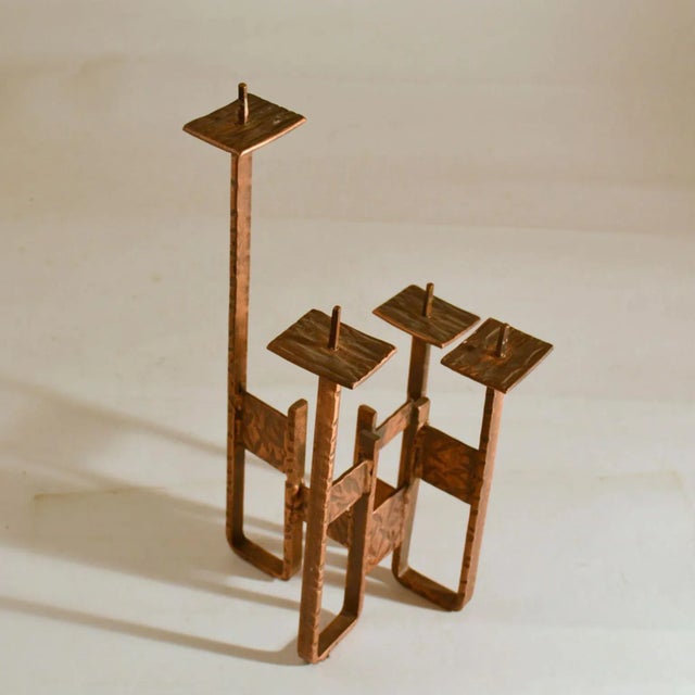 Copper Copper Candelabra for Four Candles For Sale - Image 8 of 11
