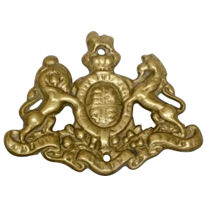 Vintage Cast Brass Coat of Arms Wall Mount Plaque
