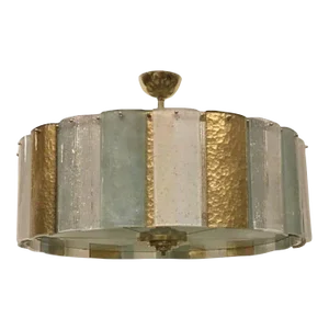 Vintage Italian Brass & Murano Glass Chandelier
