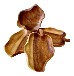 1970s Vintage Hawaiian Monkeypod Leaf Trays - Set of 4