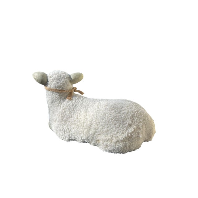 Textile Mid Century Recumbent Papier Mache Sheep Sculpure For Sale - Image 7 of 7