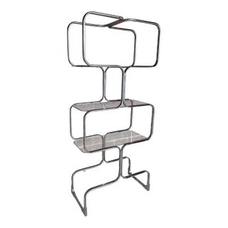 Italian Chrome and Glass Etagere by Tisettanta – Mid-Century Modern For Sale