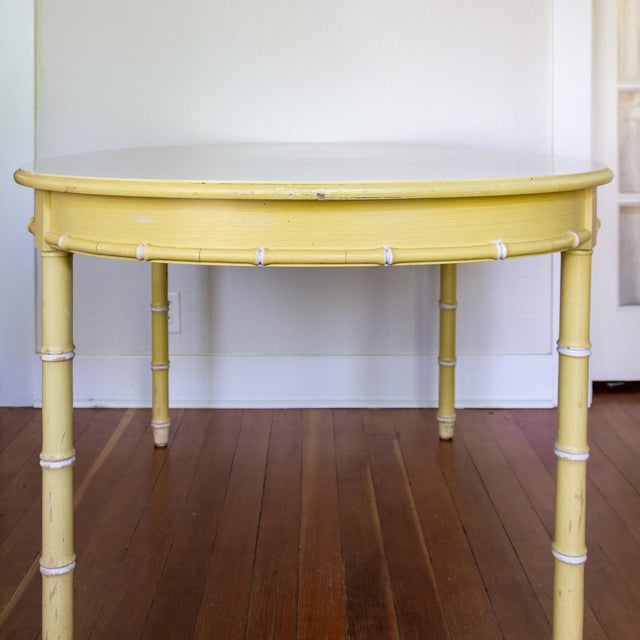 Thomasville Faux Bamboo Butter Yellow Oval Dining Table For Sale - Image 10 of 12