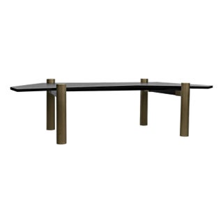 NOIR Tabu Coffee Table, Brass Finished Legs with Ebony Walnut Top For Sale
