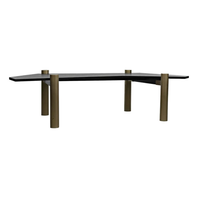 NOIR Tabu Coffee Table, Brass Finished Legs with Ebony Walnut Top For Sale