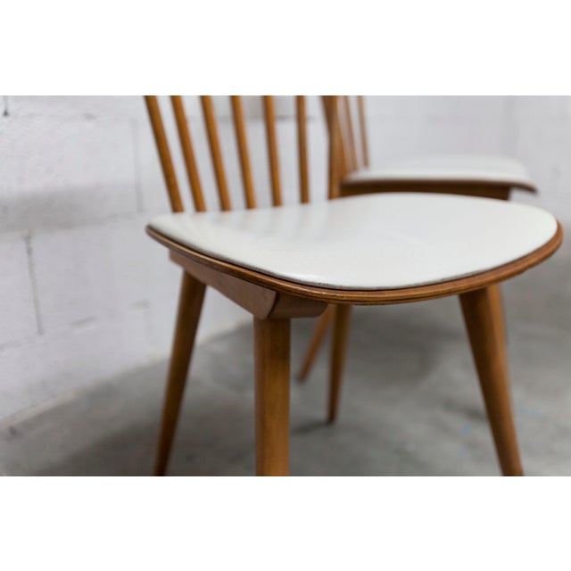 Wood Menuet Chairs with White Vinyl Seats from Baumann, 1960s, Set of 2 For Sale - Image 7 of 18