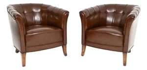 Vintage Swedish Leather Armchairs, 1950s, Set of 2
