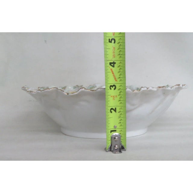 Blue Rs Prussia Style Large Porcelain Floral Pink Roses Blue Bowl For Sale - Image 8 of 10