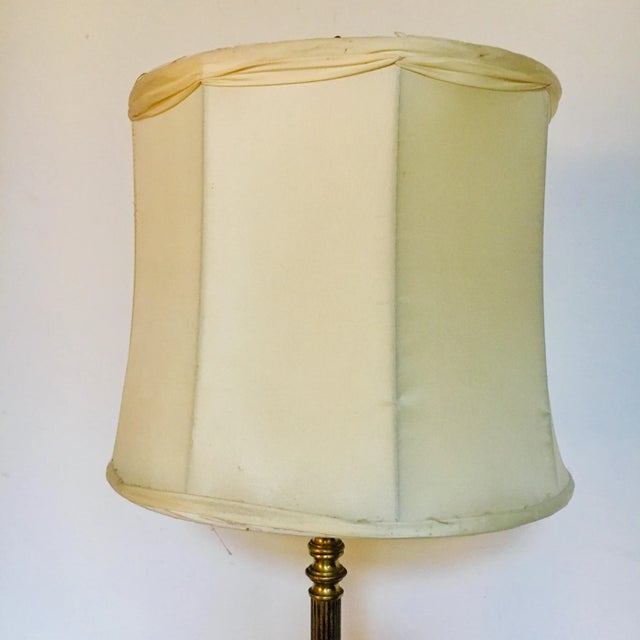 Metal 1920s French Art Deco Gilt & Crystal Floor Lamp With Silk Shade For Sale - Image 7 of 10