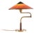 Table Lamp with Swing Arm in Patinated Brass with Amber Shade from Lyfa, 1930s For Sale