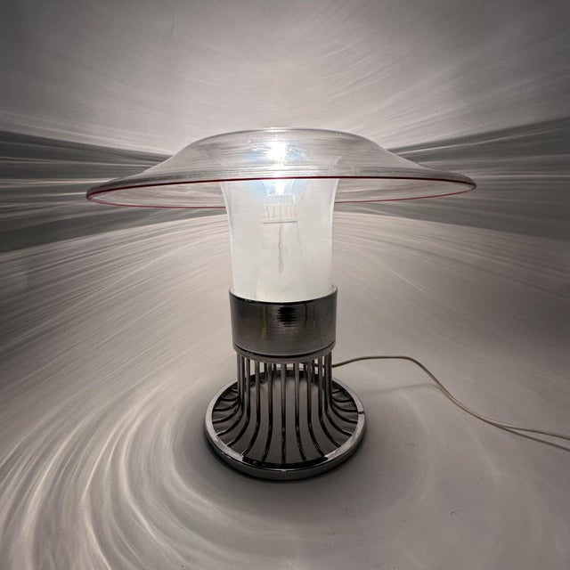 Silver Post Modern Space Age Ufo Glass Table Lamp, Italy, 1970s For Sale - Image 8 of 18