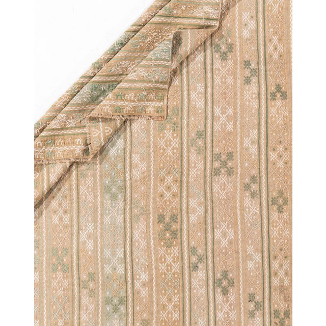 Vintage Circa 1940 Tan Turkish Kilim Flatweave Rug 7ft 2in X 9ft For Sale - Image 10 of 14