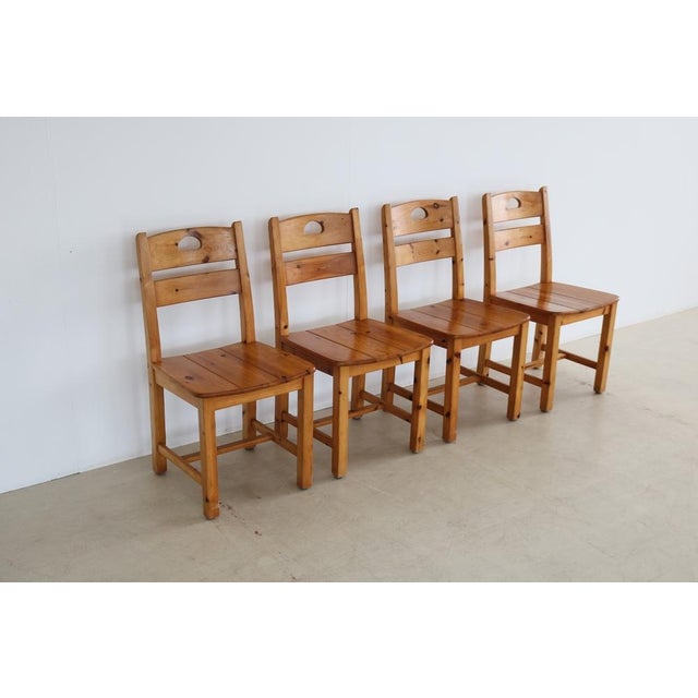 Vintage Dining Chairs in Pine, 1970s, Set of 4 For Sale - Image 4 of 8