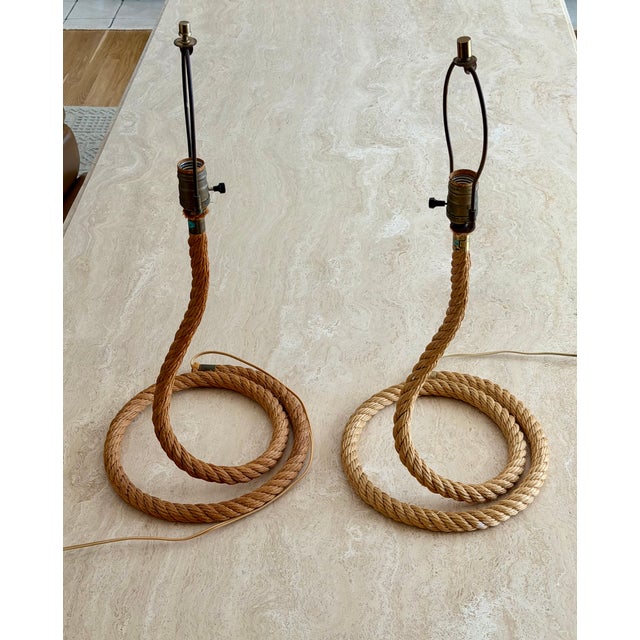 1970s Audoux Minet Sculptural Twisted Rope Table Lamps - A Pair For Sale - Image 15 of 16