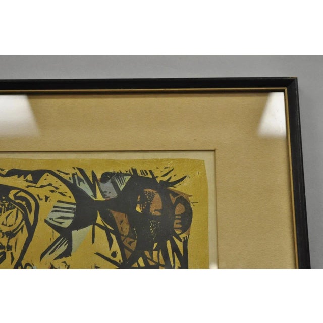 Vintage Irving Amen "Eve of the Sabbath" Woodblock Print Judaica Art, Signed For Sale - Image 9 of 11