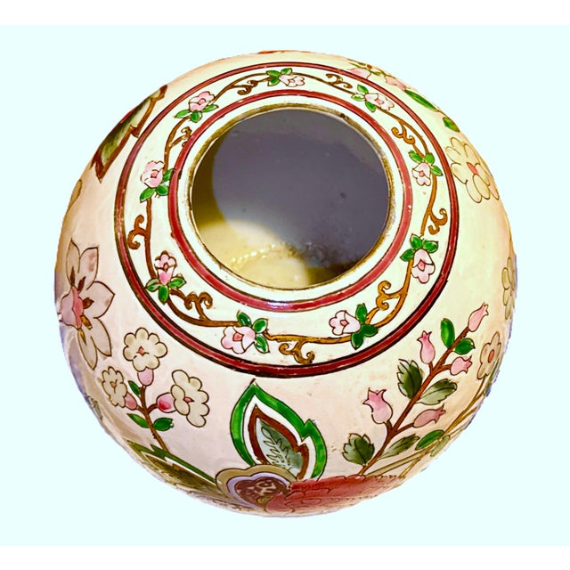 Vintage Chinoiserie Round Floral Vase For Sale - Image 10 of 11