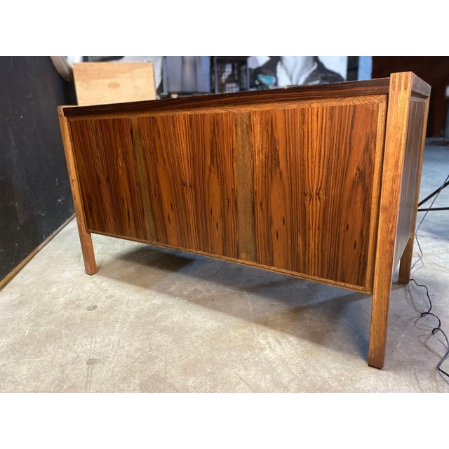 Oxblood Red Mid Century Modern Rosewood & Palm Desk Made in Columbia For Sale - Image 8 of 9